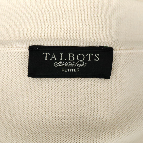 Talbots Sweater Petites MP PM Ivory Cardigan Sequins Buttons V neck Neutral - Picture 3 of 12